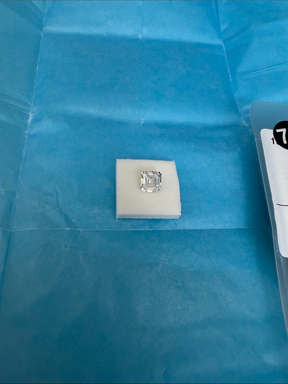 IGI-certified .98 carat square emerald cut lab grown diamond